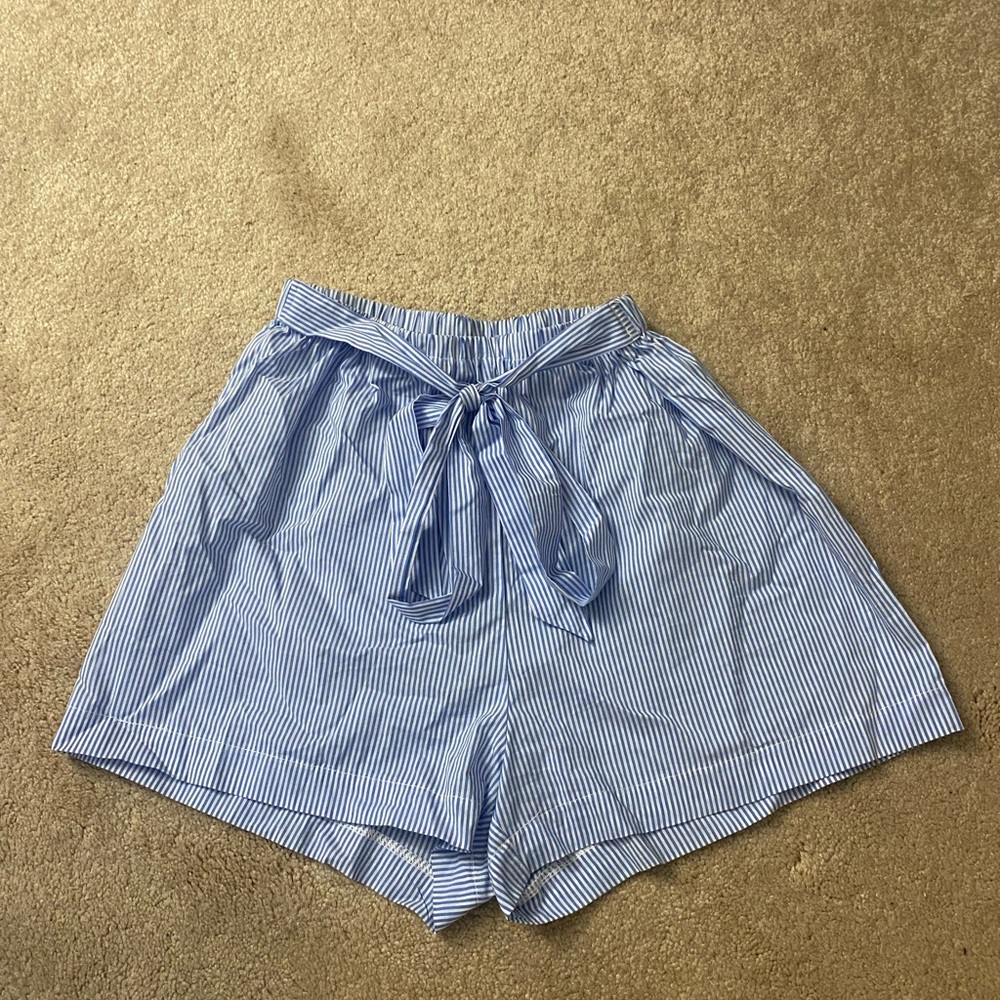 White and blue stripped shorts